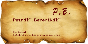 Petró Bereniké névjegykártya